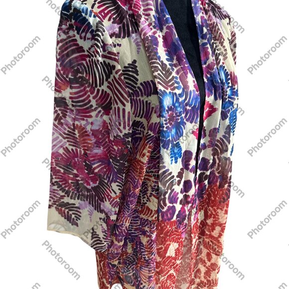 Chico's Size 1 Multicolor Sheer Kimono - Picture 5 of 7